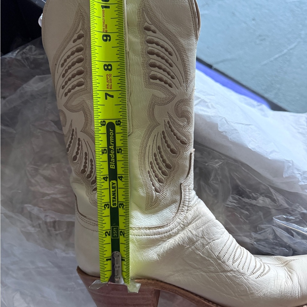 LUCCHESE Evangeline Leather Cowboy Boots in Wheat Glitz sz 7.5 EUC - Picture 12 of 14